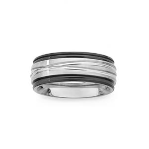 Steel Black Edge Crossover Line Ring