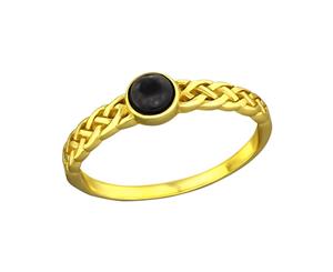 Sterling Silver Black Onyx Braided Ring