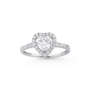 Sterling Silver Cubic Zirconia Heart Ring