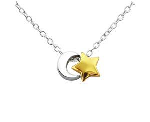 Sterling Silver Moon Star Necklace