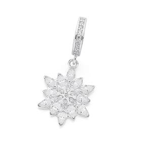 Sterling Silver Your Story CZ Snowflake Drop Bead