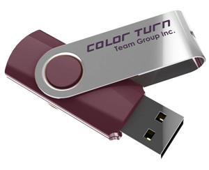 Team Group USB Drive 4GB Colour Turn USB2.0 Purple & Silver Rotating Capless 15MB/s Read* 11g Lifetime Warranty