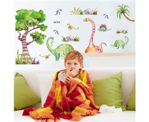 Watercolor Dinosaur Decals Wall Sticker (Size126cm x 61cm)