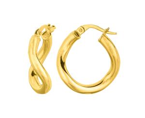 14K Gold Round Wavy Hoop Earrings 20mm - Yellow