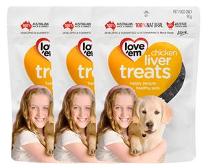 3 x Love'em Chicken Liver Treats For Dogs 90g