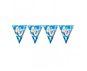 40th Birthday Blue Sparkle Pennant Banner