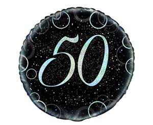 45cm Glitz Silver 50th Birthday Foil Balloon