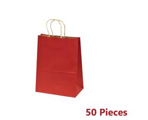 50pcs 220x280x110mm Bulk Craft Paper Gift Carry Bags Medium with Paper Handles - Red