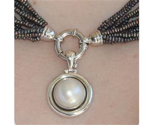 925 Sterling Silver Round South Sea Mabe Pearl Pendant