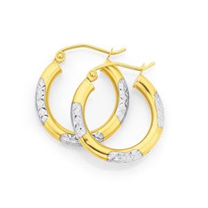 9ct Gold Two Tone 15mm Hoop Earrings