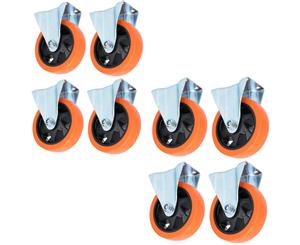 AB Tools 5" Fixed PVC Trolley Castor Wheel Roller Bearings 150kg Load Per Wheel 8 Pack