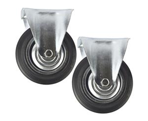 AB Tools 6" (150mm) Rubber Fixed Castor Wheels Trolley Furniture Caster (2 Pack) CST09