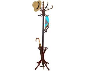 AB Tools 8 Hook Hat & Coat Stand Clothes Hanger Furniture Umbrella Jacket Mahogany