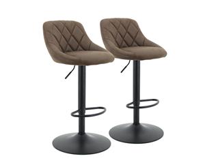 Arco 2x Barstools Kitchen Gas lift Brown fabric Stools