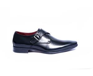 Arnott - Men's Leather Monk Single Strap Shoes in Black