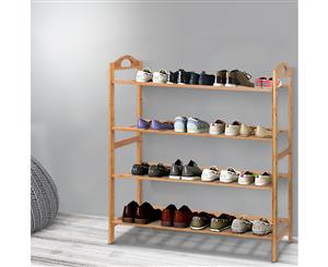 Artiss 4 Tiers Bamboo Shoe Rack Storage Organiser Wooden Shelf Stand Shelves