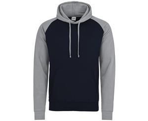 Awdis Just Hoods Adults Unisex Two Tone Hooded Baseball Sweatshirt/Hoodie (Oxford Navy/Heather Grey) - RW3928