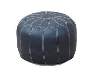 BLACK BLOOM LEATHER OTTOMAN