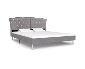 Bed Frame Light Grey Fabric Queen Upholstered Bedroom Base Furniture