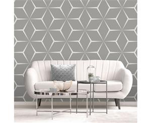 Belgravia Decor Harper Geometric Silver Wallpaper (9743)