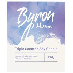 Byron Home Triple Scented Soy Candle Lemongrass Ginger & Bergamot