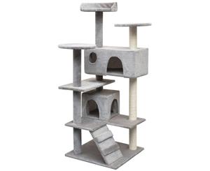 Cat Tree with Sisal Scratching Posts 125cm Grey Kitty Tower Furniture