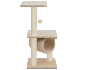 Cat Tree with Sisal Scratching Posts Beige Scratch Platform Condo House