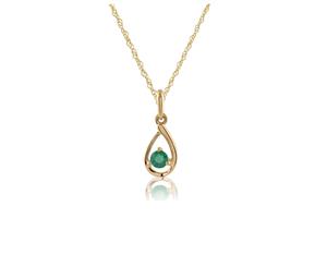 Classic Round Emerald Pendant in 9ct Yellow Gold