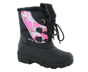 Cutie Childrens Girls Faux Fur Snow Boots (Black) - KM588