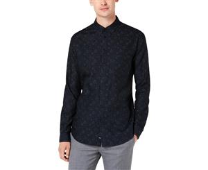 DKNY Mens Floral Long Sleeve Button-Down Shirt