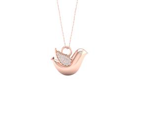 De Couer Sterling Silver Diamond Rose Gold Plated Balloon Bird Pet Necklace (1/10CT TDW H-I Color I2 Clarity)