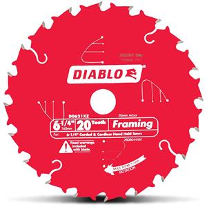 Diablo 160mm 20T TCT Circular Saw Blade for Wood Cutting - Framing