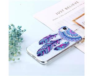 For iPhone XR Case Blue Feather Wind Chimes Diamond Texture Oil-Emboss TPU Cover