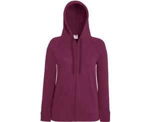 Fruit Of The Loom Ladies Fitted Lightweight Hooded Sweatshirts Jacket / Zoodie (240 Gsm) (Fuchsia) - BC2658