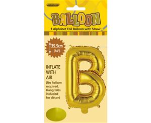 Gold B Alphabet Foil Balloon 35cm