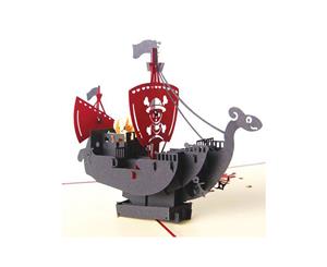 Handmade 3d Pop Up Cartoon Pirate Greeting Card