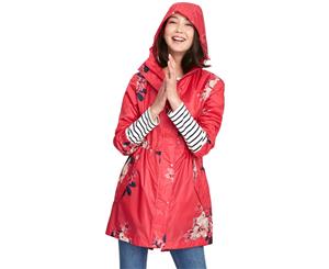 Joules Womens/Ladies Z Golightly Waterproof Packaway Long Rain Jacket - Raspberry Bloom Print