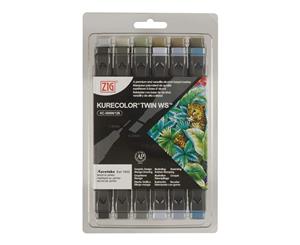 Kurecolor ZIG Twin WS Marker Set 12 pack - Gray Colors