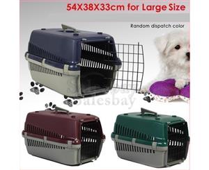 Large Portable Plastic Dog Cat Pet Pets Carrier Travel Cage w Front Doors House Kennel