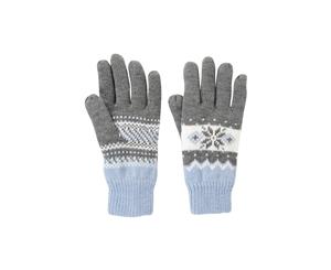 Mountain Warehouse Fairisle Womens Glove with Knitted Effect and Double Lined - Grey