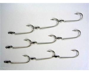 Mustad Pre-Rigged Deluxe Swivel Gang Hooks 4/0 X 3 Sets