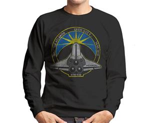 NASA STS 132 Atlantis Mission Badge Distressed Men's Sweatshirt - Black