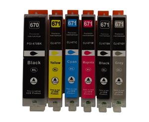 PGI-670XL CLI-671XL Compatible Inkjet Set (6 Cartridges)