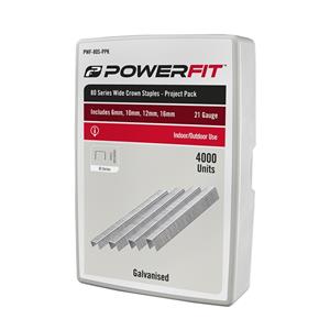 PowerFit 80 Series Wide Crown Galvanised Project Pack Staples - 4000 Pack