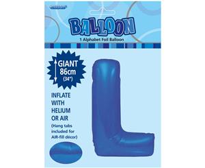 Royal Blue L Alphabet Foil Balloon 86cm