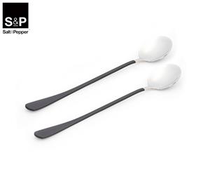 Set of 2 Salt & Pepper Bond Enlongated Dessert and Cocktail Spoon