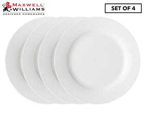 Set of 4 Maxwell & Williams 27.5cm White Basics Rim Dinner Plate