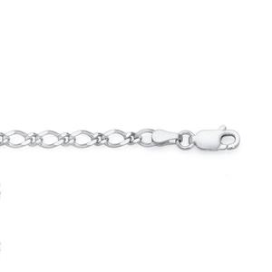 Silver 19cm Diamond Cut 1+1 Figaro Bracelet