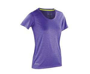 Spiro Womens/Ladies Shiny Marl Fitness T-Shirt (Lavender / Lime Punch) - RW4772