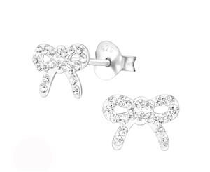 Sterling Silver Kids Crystal Bow Stud earrrings made with Swarovski Crystal